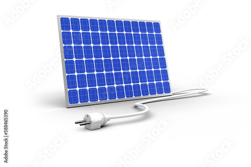 Vector image of 3d solar panel with cable
