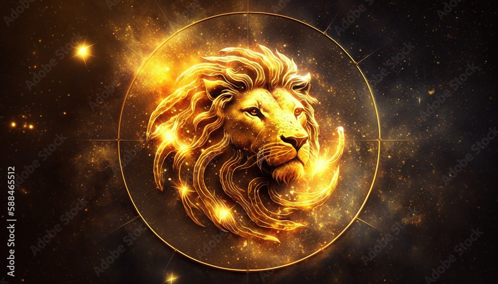 © SZ Photos - zodiac sign leo against the background of the galaxy, generative ai