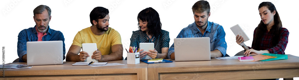 Business people discussing while sitting at table Business people discussing while sitting at table