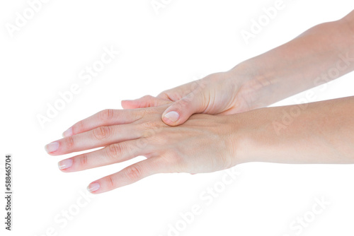 Woman suffering from hand pain 