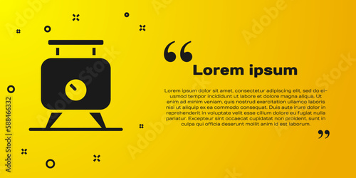 Black Metal tank with grape juice as alcoholic fermentation icon isolated on yellow background. Vector