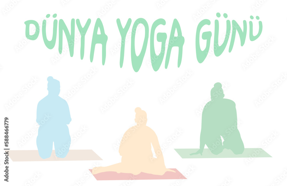 Dünya Yoga Günü template design. Text translate: World yoga day