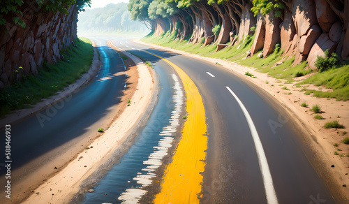 Endless road long empty road stretching to AI generative distance 