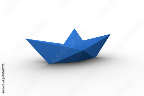 Blue nautical vessel against white background