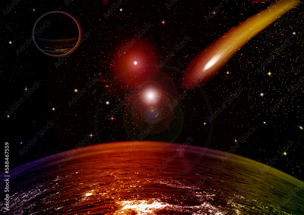 galaxy in a free space. 3D rendering