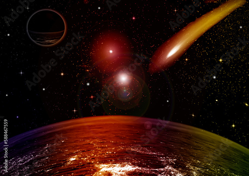 Obraz na płótnie galaxy in a free space. 3D rendering w salonie
