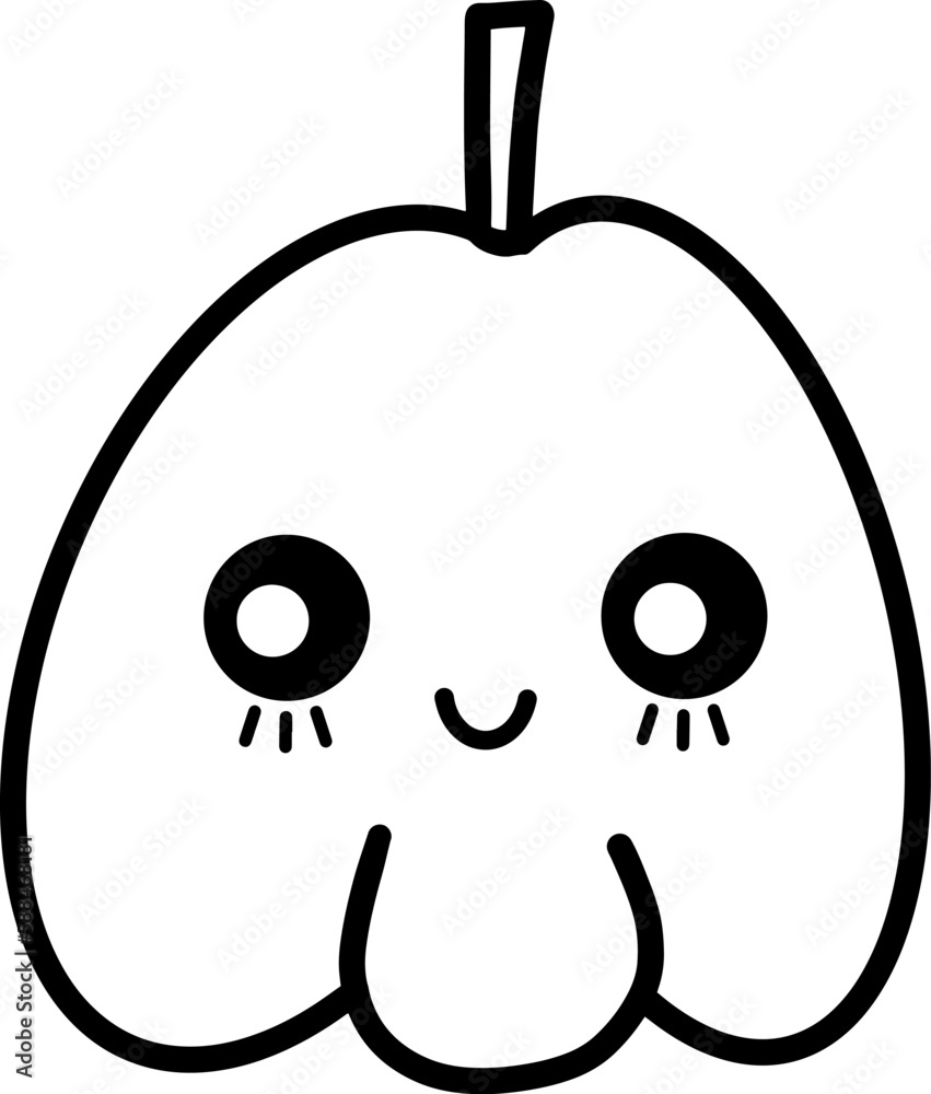 Kawaii pumpkin vector linear illustration Kawaii pumpkin vector linear illustration