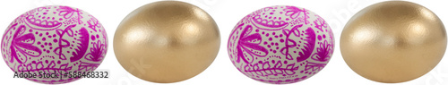 Various Easter eggs arranged side by side
