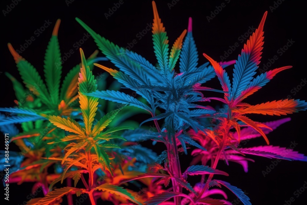 Cannabis Marijuana Weed Colorful Generative AI Cannabis Marijuana Weed Colorful Generative AI