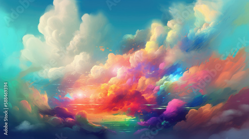 Afternoon Rainbow Clouds created with Generative AI Technology, ai, generative