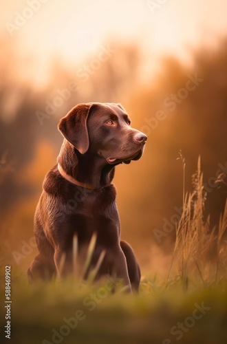 Chocolate labrador retriever. Generative AI.