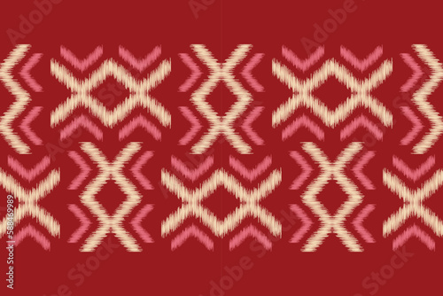 Ethnic Ikat fabric pattern geometric style.African Ikat embroidery Ethnic oriental pattern crimson red background. Abstract,vector,illustration.For texture,clothing,scarf,decoration,carpet.