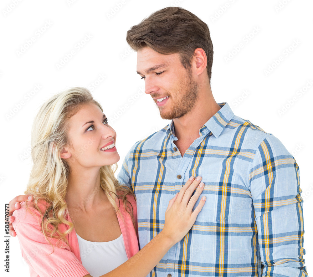 Attractive young couple smiling at each other Attractive young couple smiling at each other