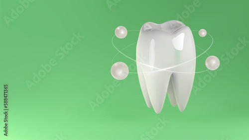 Strong tooth with calcium, d3 vitamin complex, fliorine, phosphorus, magnesium, mineral supplement. Healthy dental and bones nutrition from food, pills, medicine, or treatment care.