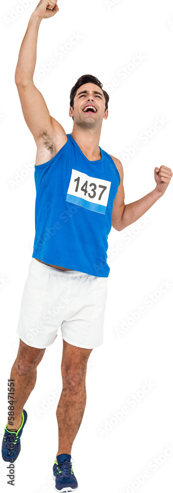 Male athlete posing after victory Male athlete posing after victory
