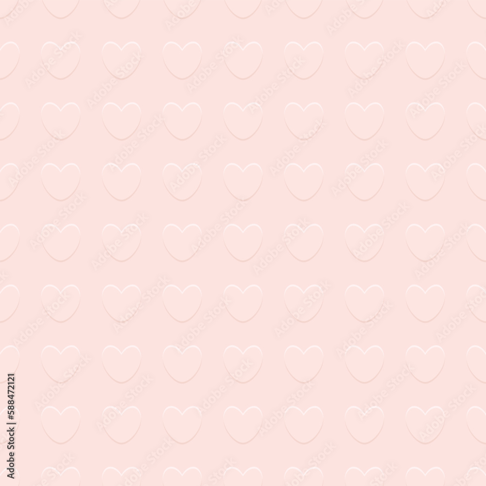 pink seamless paper texture with embossed hearts or abstract background- vector illustration
