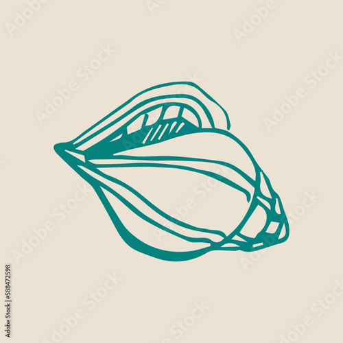 Hand Drawn Shell Sea Line Vintage Vector Illustration. Symbol for Branding Identity, Web, Banner, Print.