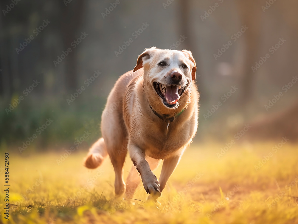 Cachorro alegre brincando ao ar livre, desfrutando de momentos de pura felicidade e diversão em meio à natureza, em um dia ensolarado e cheio de alegria, proporcionando lindas memórias fotográficas