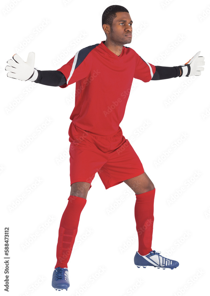 Goalkeeper in red ready to save Goalkeeper in red ready to save