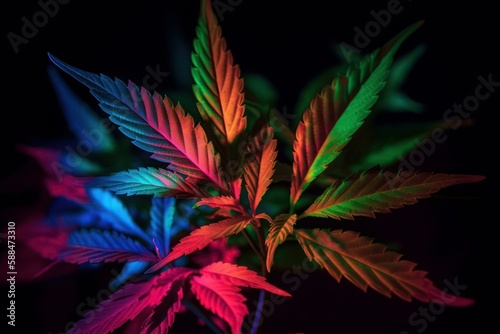 Cannabis Marijuana Weed Colorful Generative AI © Lexie