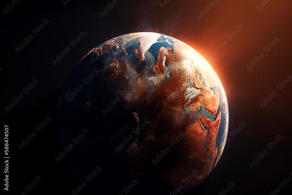 Fototapeta premium Earth become desert planet, created with Generative AI Technology