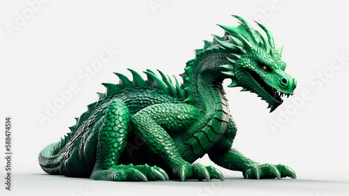Green dragon illustration art  created with Generative AI Technology