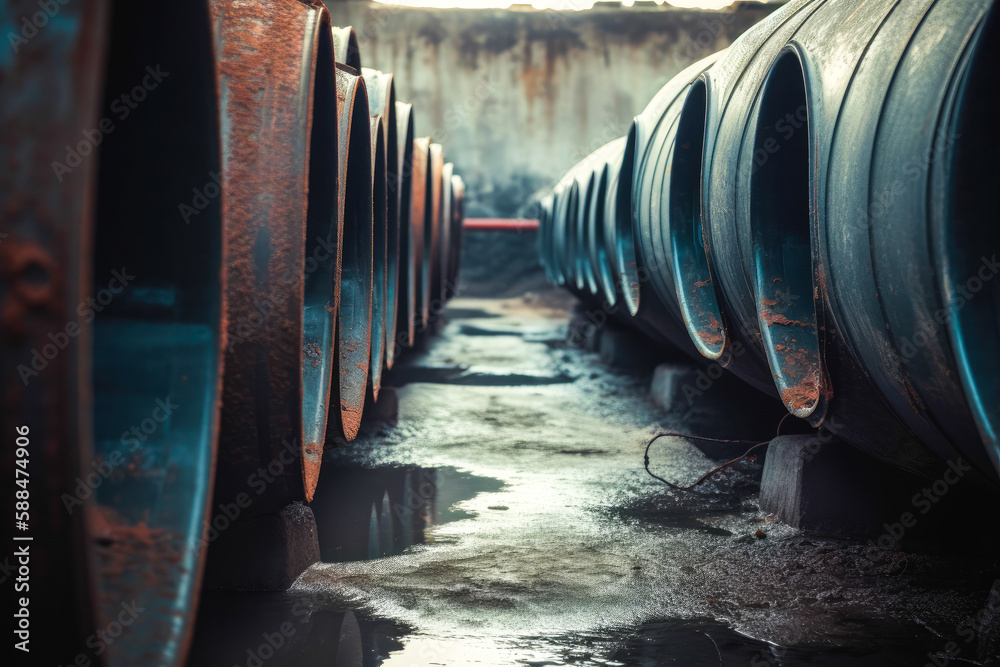Pipes stored outside. High quality generative ai Pipes stored outside. High quality generative ai