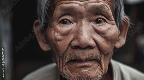 The wrinkled face reflects years of hardship and perseverance © serg3d