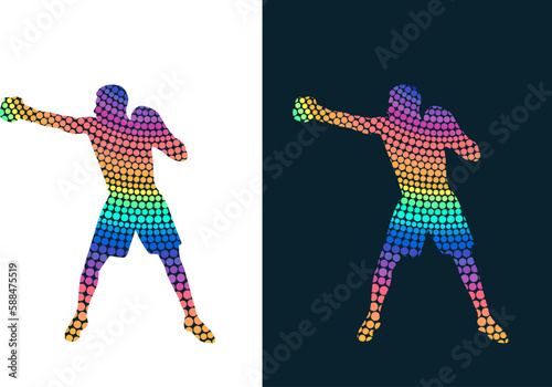 Colorful Vector Silhouette of Boxers