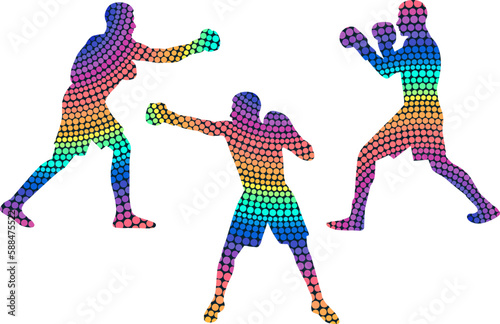 Colorful Vector Silhouette of Boxers