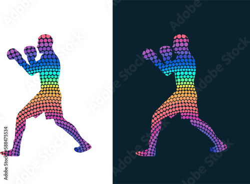 Colorful Vector Silhouette of Boxers