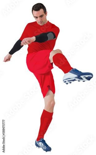 Football player in red kicking © vectorfusionart