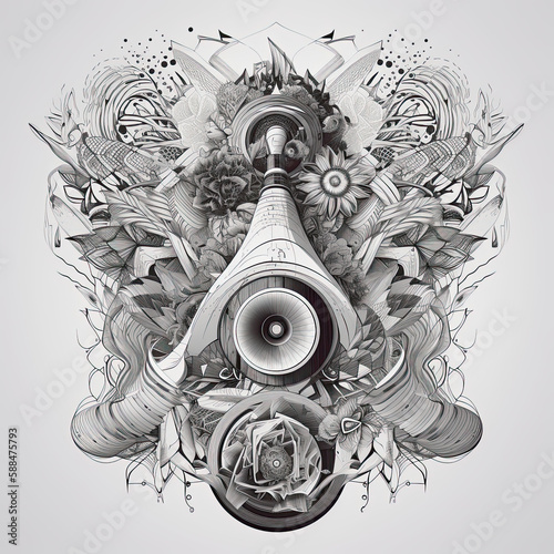 Ultra detailed black & white verctor illustration 
IA Generate photo