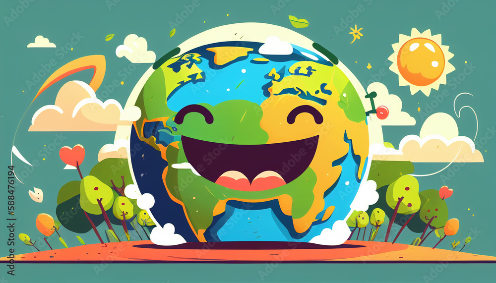Fototapeta premium happy earth, earth celebration card