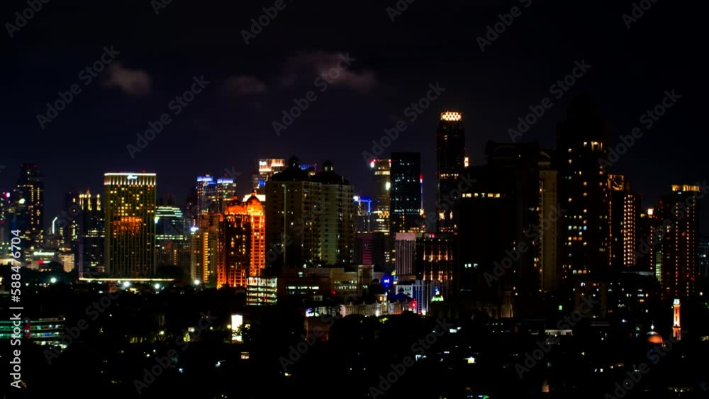 Timelapse of Jakarta city panorama at night. Indonesia. Timelapse of Jakarta city panorama at night. Indonesia.