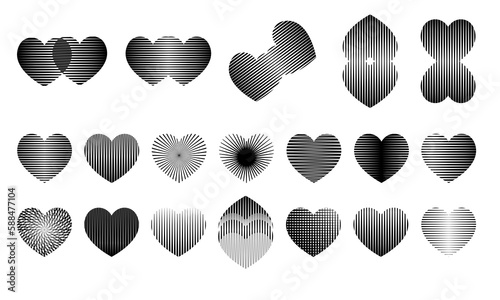Illusion of the merging of the heart with the effect of hypnosis and influence. The connection of elements and the graphic solution of the heart symbol