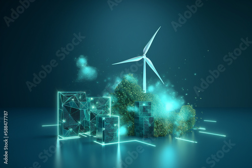 Clean and sustainable energy, conceptual illustration. Generative AI