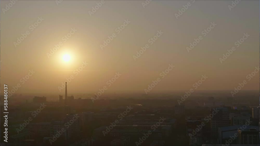 timelapse. Sunset in Bishkek city. From light to dark timelapse. Sunset in Bishkek city. From light to dark
