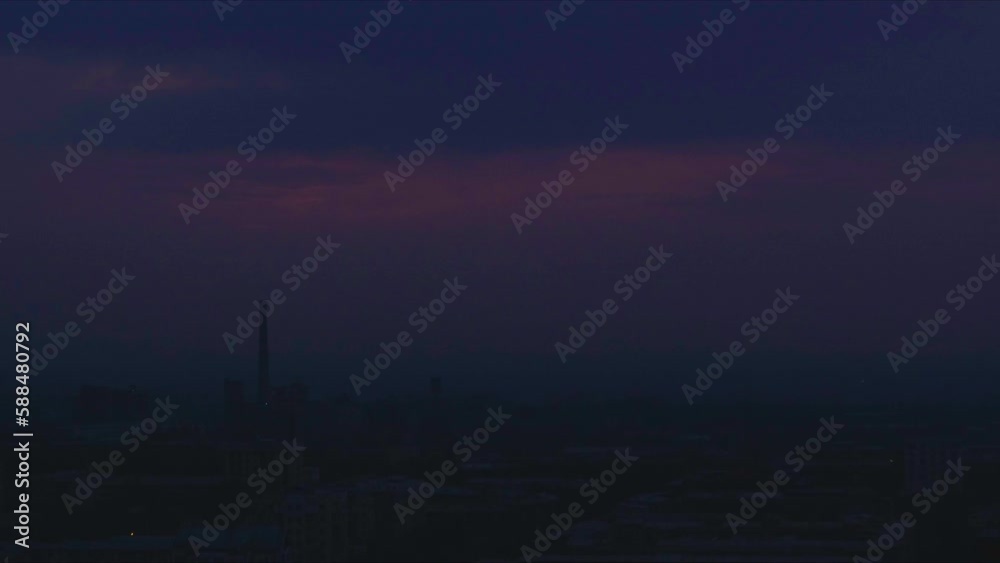 timelapse. Sunset in Bishkek city. From light to dark timelapse. Sunset in Bishkek city. From light to dark