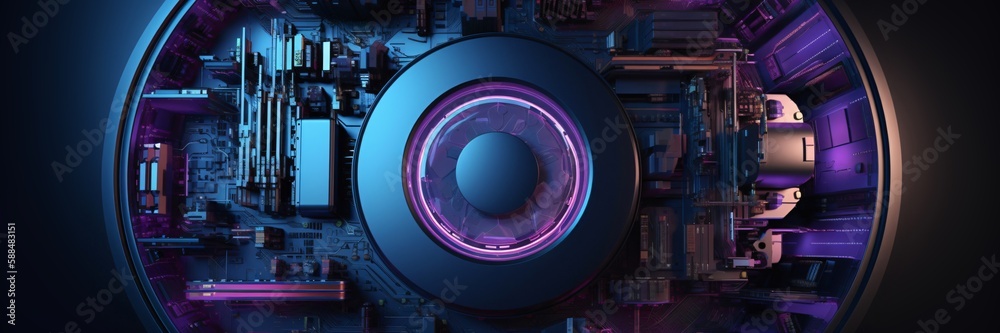 abstract metallic high-tech supercomputer in purple colors, futuristic processor design, generative ai abstract metallic high-tech supercomputer in purple colors, futuristic processor design, generative ai