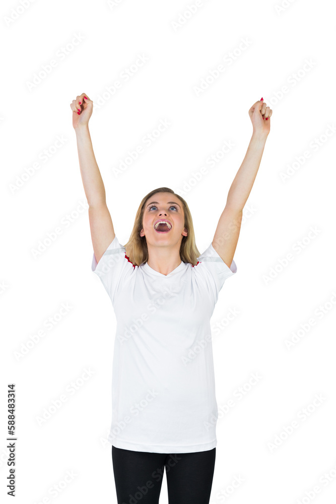 Cheering football fan in white