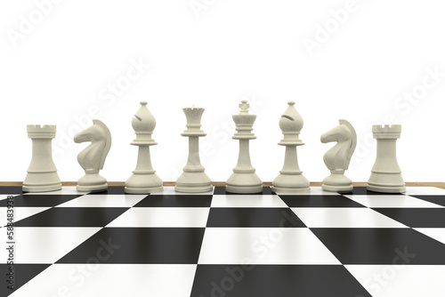 White chess pieces on board