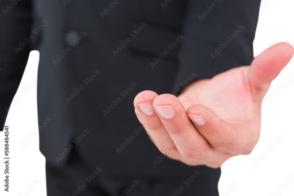 Businessman holding out his hand