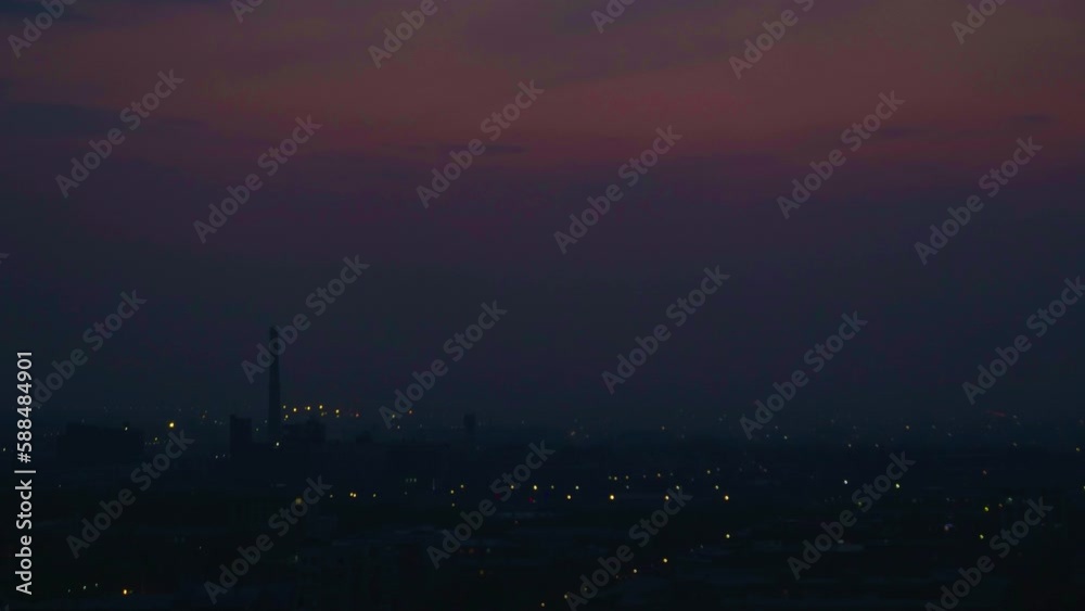 timelapse. Sunset in Bishkek city. From light to dark timelapse. Sunset in Bishkek city. From light to dark