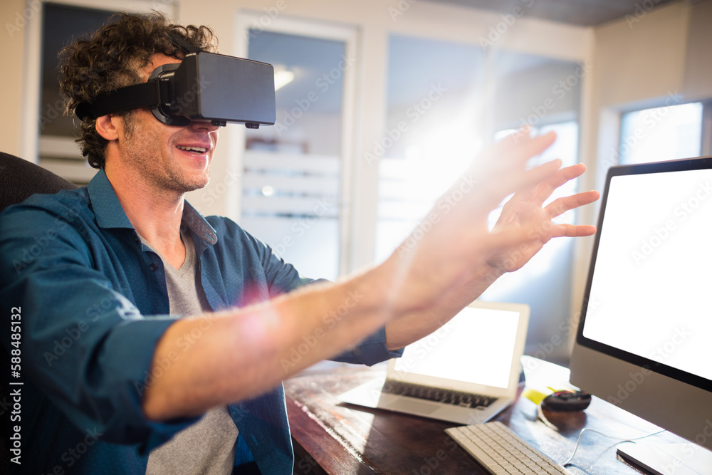 Fototapeta premium Businessman wearing virtual glasses