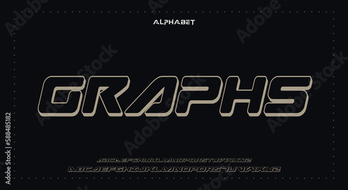 graphs Abstract Fashion Best font alphabet. Minimal modern urban fonts for logo, brand, fashion, Heading etc. Typography typeface uppercase lowercase and number. vector illustration full Premium look