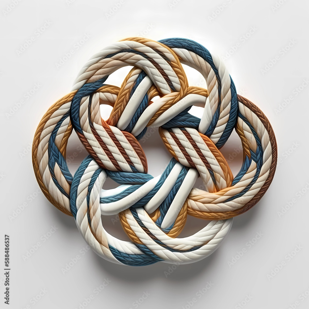 Illustration of a multicolour tied knot, IA generated Illustration of a multicolour tied knot, IA generated