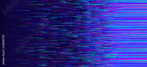 Colorful glitch gradient lines. Tech distorted pixelated texture.