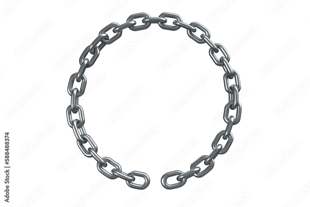 3d image of broken metallic silver chain 3d image of broken metallic silver chain