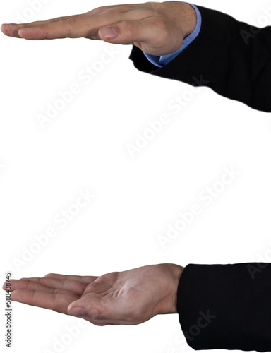 Cropped hands of businessman holding invisible product